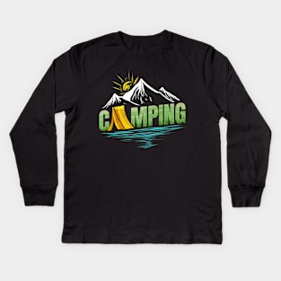 Sunrise In The Mountains By A Lake On Camping Kids Long Sleeve T-Shirt